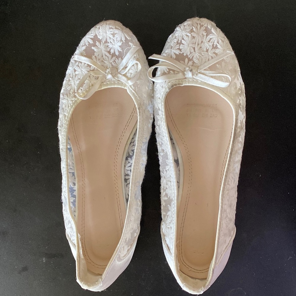 Women's Shoe Floral Breathable Crochet Lace Flats, Size:US 6.5